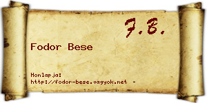 Fodor Bese névjegykártya